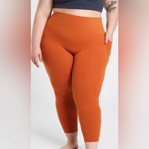 Athleta Terracotta Orange Salutation Stash Pocket 7/8 Leggings Size 3X